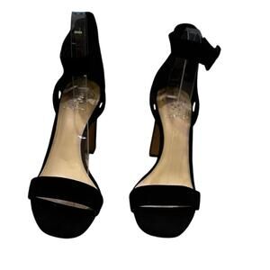 Vince Camuto Black‎ Suede Ankle Strap Block Heel Sandals Women's Size 9